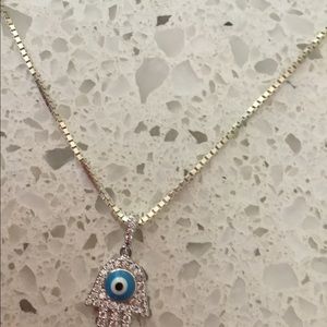 Sterling Hamsa NECKLACE- white topaz on Sterling🥳